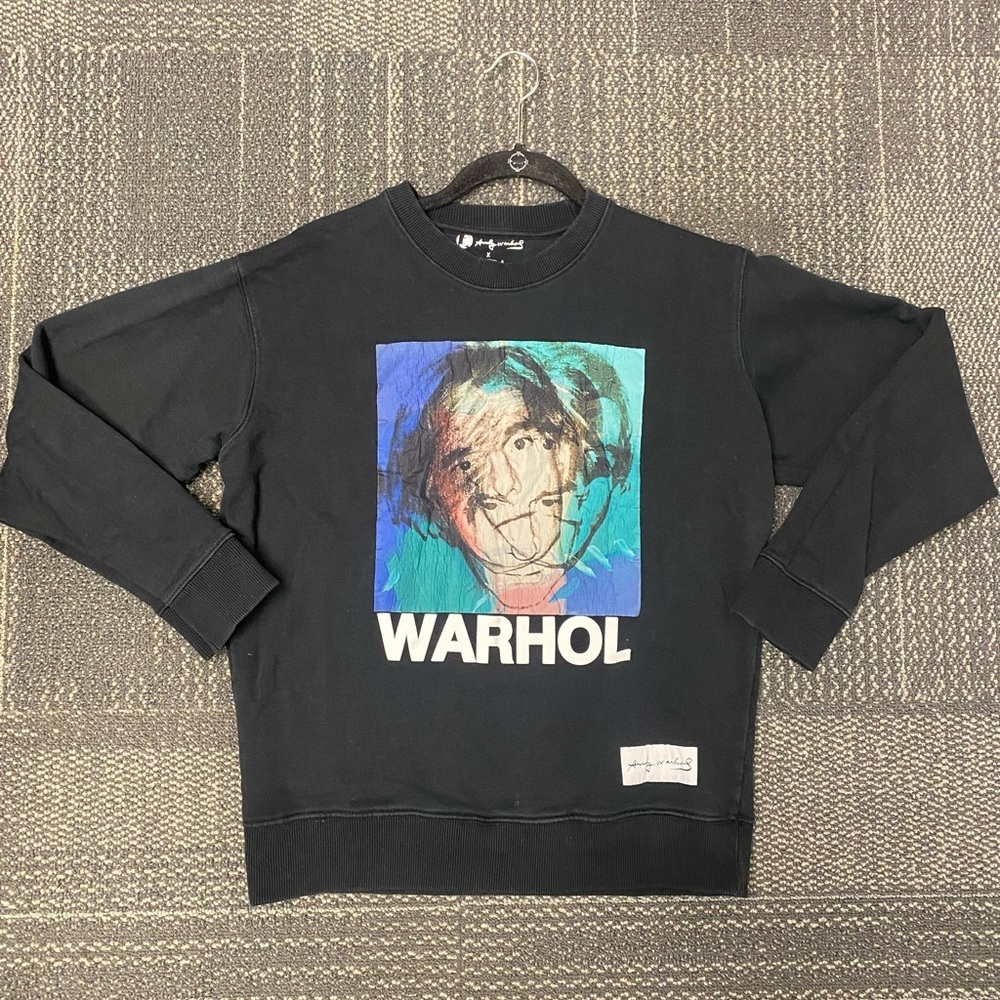 Zara Round Neck Andy Warhol Portrait Relaxed Fit Sweatshirt In Black Medium